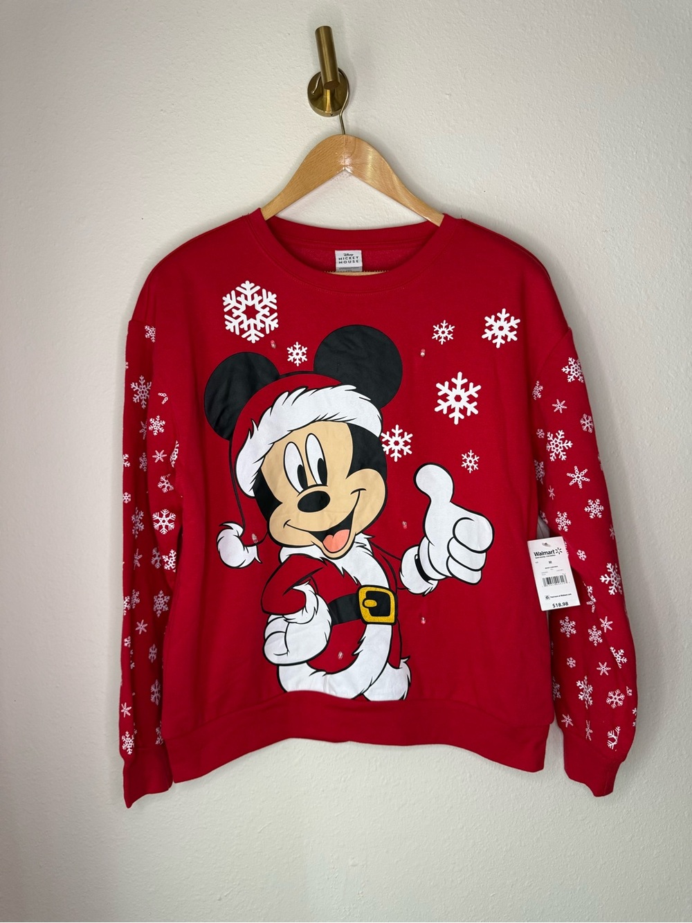 NWT Disney Mickey Mouse Red Christmas Sweatshirt size M